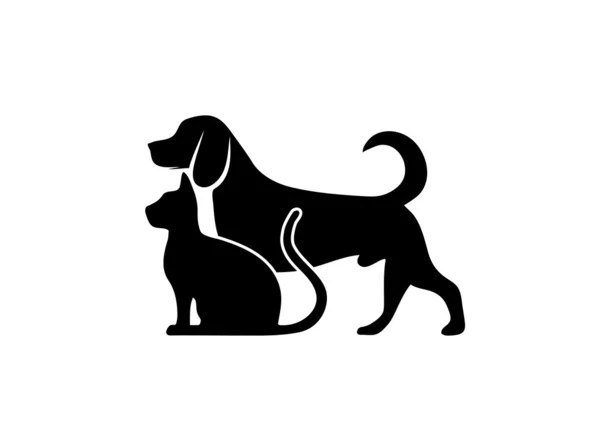 Símbolo gato y perro de la medicina veterinaria — Archivo Imágenes Vectoriales