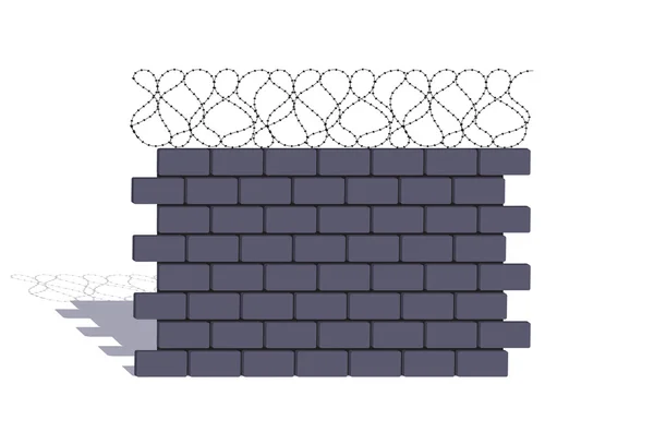 Element of a stone fencing with a barbed wire — Stock Vector