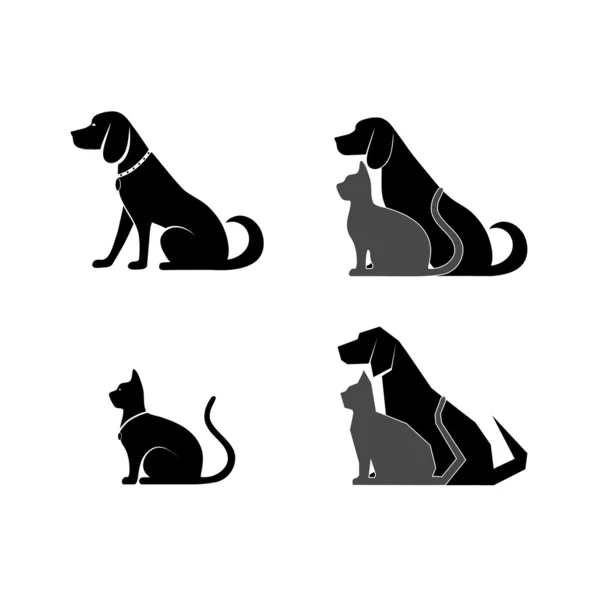 Silhouette einer Katze und eines Hundes für Ihr Design — Stockvektor