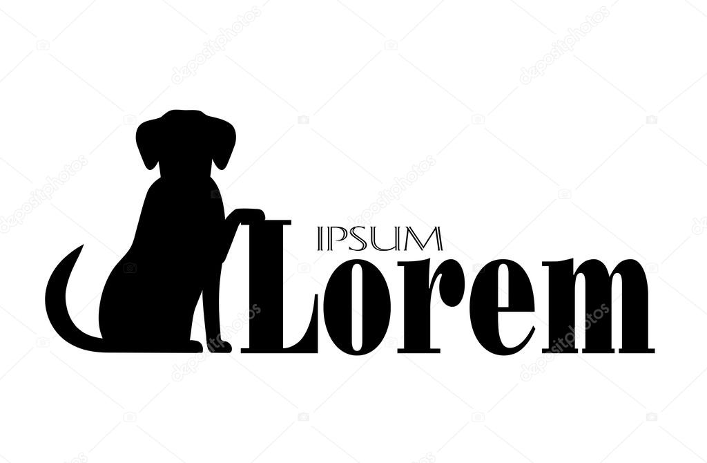 Silhouette of  a dog with a place for your text