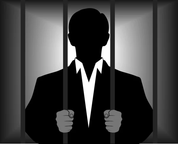 Silhouette of a man behind bars — Stock Vector