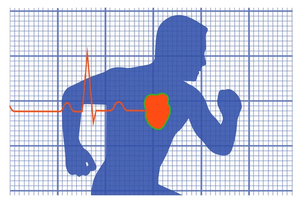 Simbolo dell'uomo in corsa medicina cardiovascolare — Vettoriale Stock