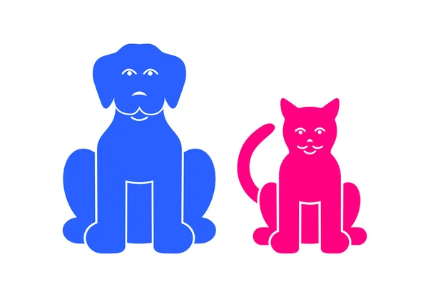 Evcil kedi ve köpek renkli semboller — Stok Vektör