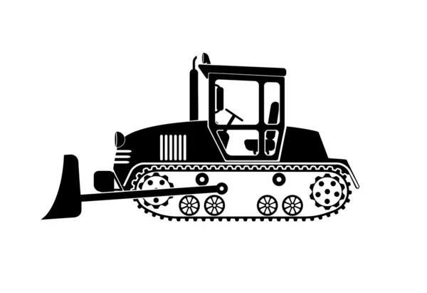 Bulldozer trabajando sobre un fondo blanco — Vector de stock