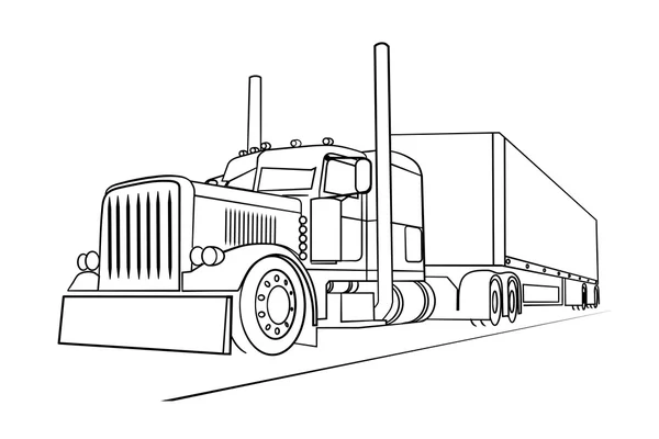 Dibujo del camión que transporta una carga — Vector de stock