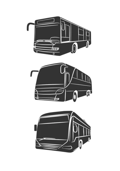 Dibujo monocromático del autobús de pasajeros — Archivo Imágenes Vectoriales