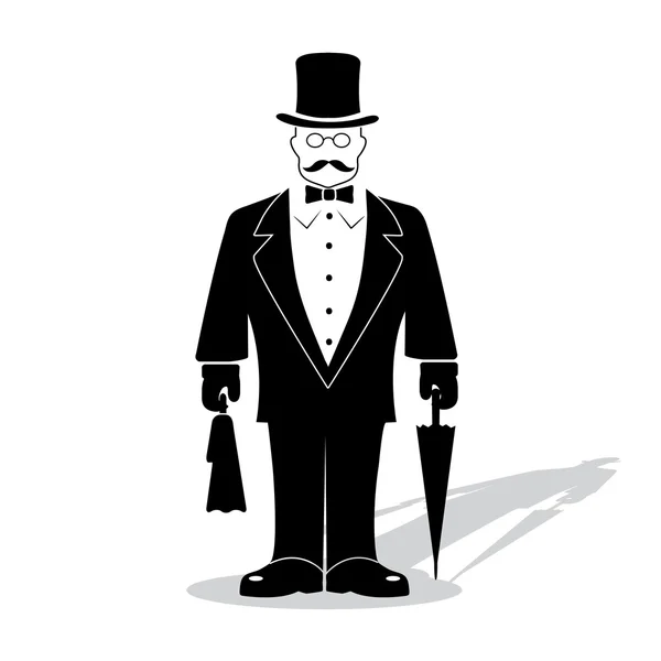 Dessin animé gentleman sur fond blanc — Image vectorielle