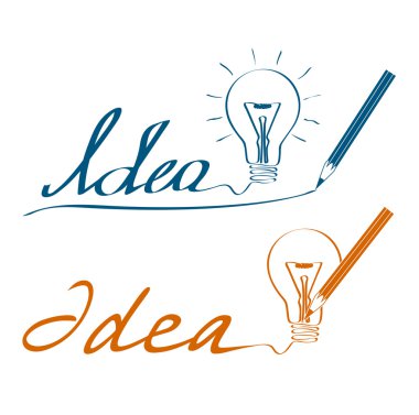 Çizim, aydınlatma ampul kalem fikir kavramı