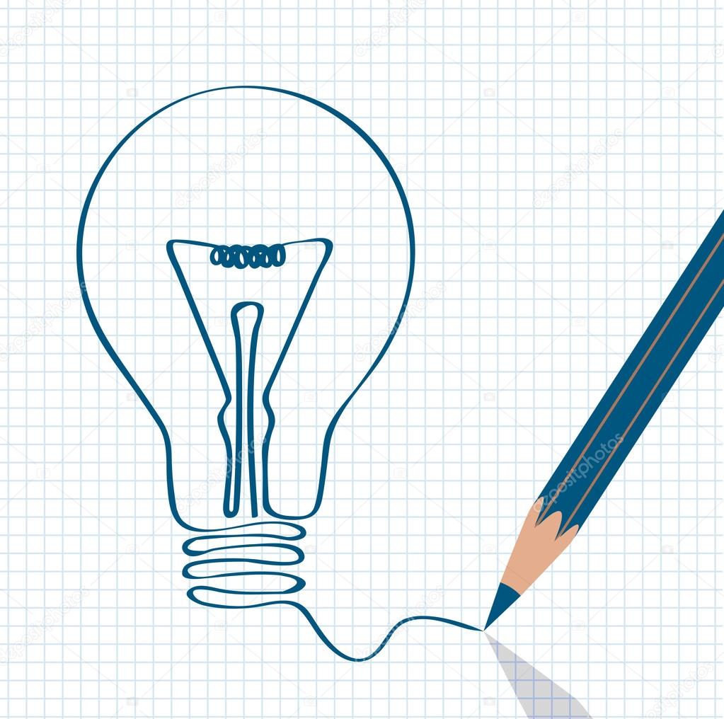 Lighting bulb pencil drawing, idea concept — Stock Vector © matc 60283607