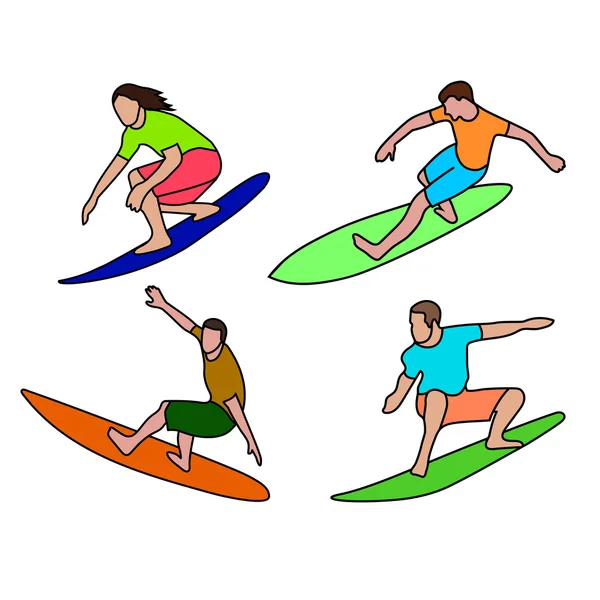 在白色背景上的冲浪者的绘图 — 图库矢量图片