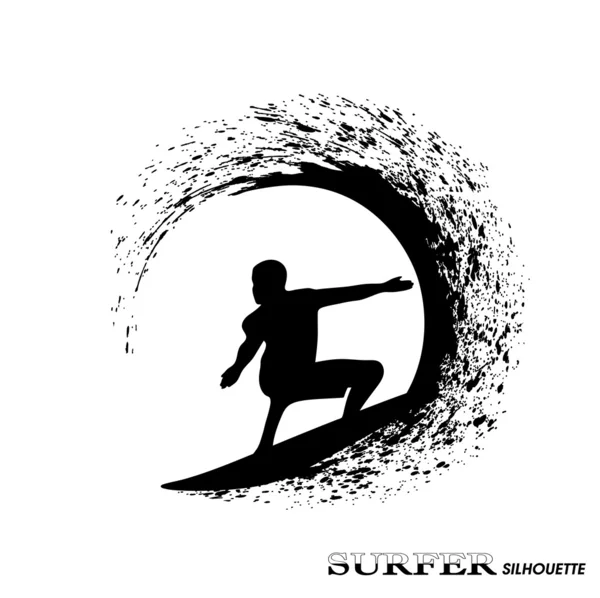 Surfer sur les vagues une illustration sur un fond blanc — Image vectorielle