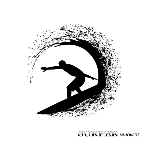 Surfista en olas una ilustración sobre un fondo blanco — Vector de stock