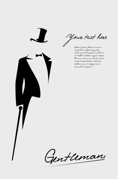 Silhouette of a gentleman in a tuxedo — Stock Vector