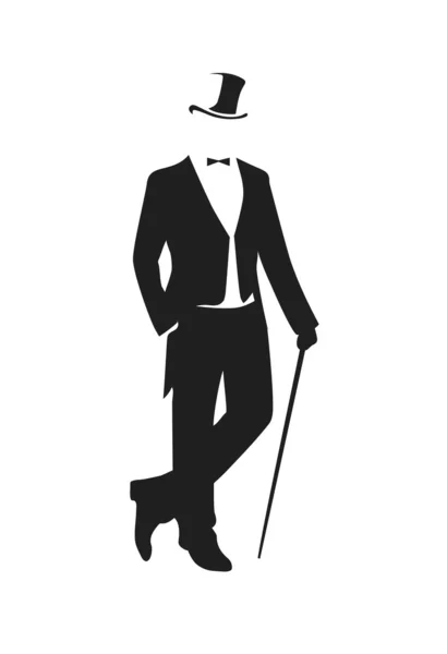 Silhouette of a gentleman in a tuxedo — Stock Vector