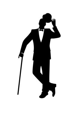 Silhouette of a gentleman in a tuxedo clipart