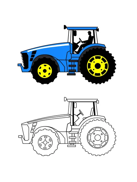 Tractor sobre fondo blanco — Vector de stock