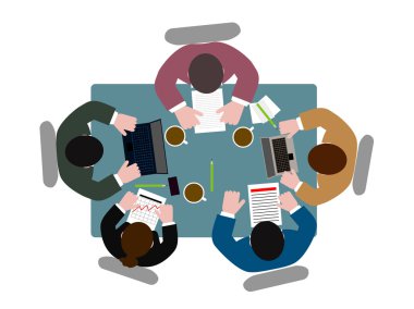 People  at  table the top view clipart