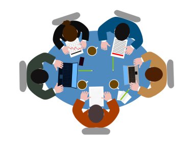 İnsanlar masada Üstten Görünüm