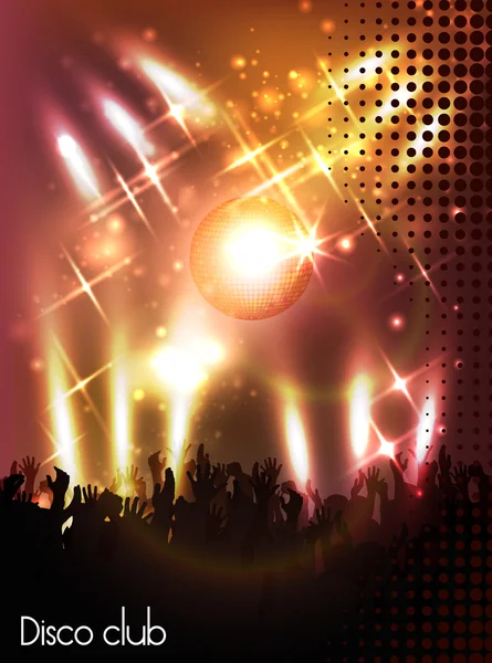 Crowd of people, silhouettes in night club — Stock Vector