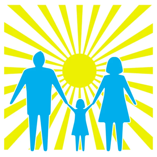 Icon a family against the sun — Stock Vector