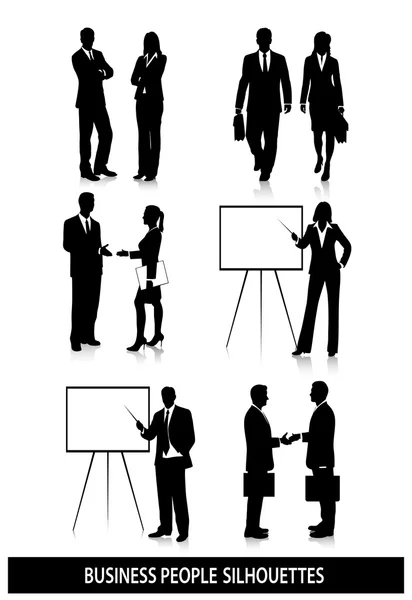 Silhouettes of business people on white background — Stock Vector