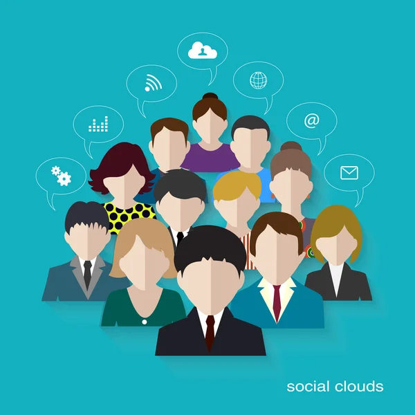 Sociale netwerken mededeling mensen Internet — Stockvector