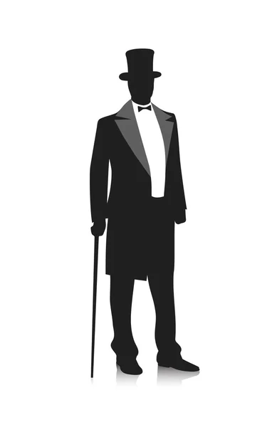 Silhouette of a gentleman in a tuxedo — Stock Vector