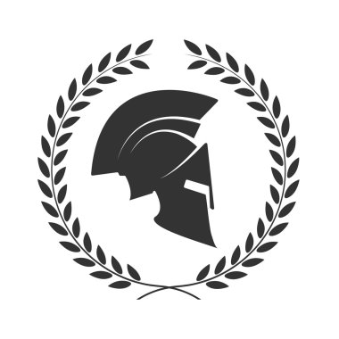 Icon a Spartan helmet in a laurel wreath clipart