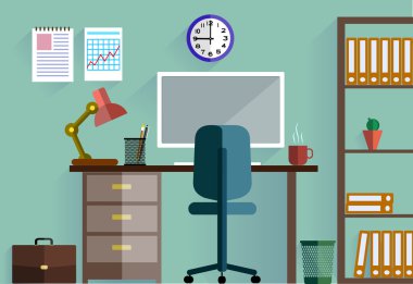 İş kavramı ofis düz stil vasıl okul sırası