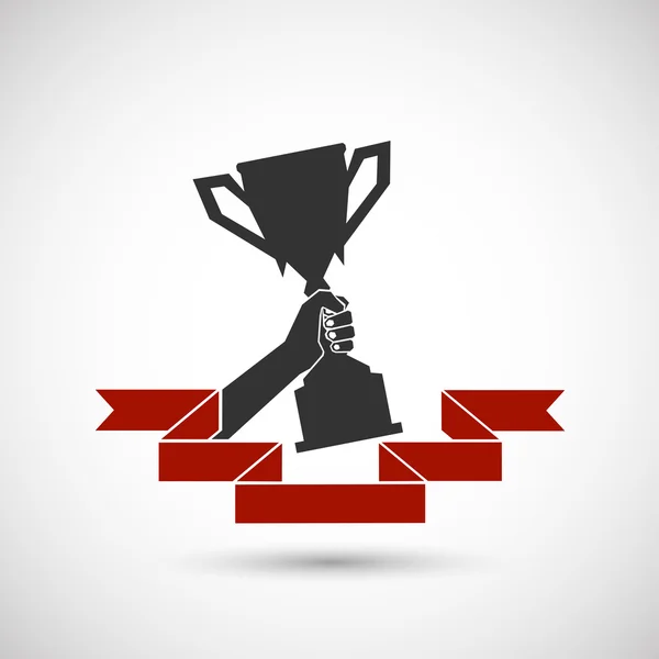 Puchar w ręce symbol zwycięstwa — Wektor stockowy