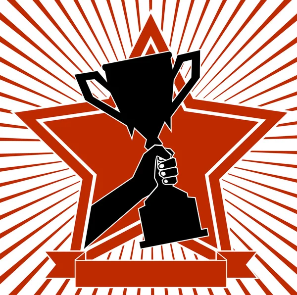 Puchar w ręce symbol zwycięstwa — Wektor stockowy