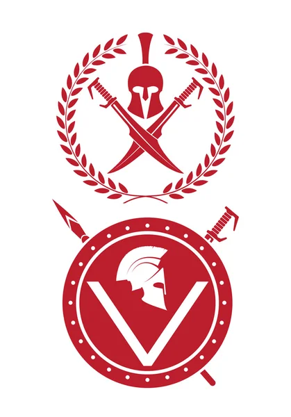 Pictogram een Spartan helm in een lauwerkrans van Caesar — Stockvector