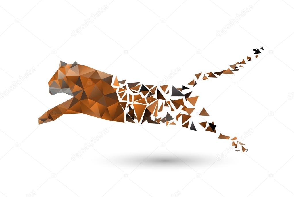 Leaping tiger from polygons