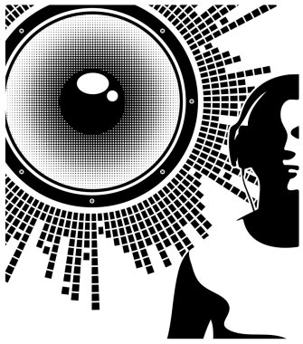 Silhouette of a DJ wearing headphones clipart