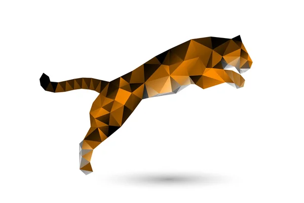 Tiger springen aus Polygonen — Stockvektor