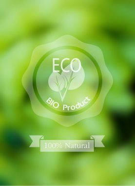 Nature background with eco label of Organic Standart Food. Conce