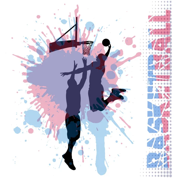 Basketbal wedstrijd op grunge achtergrond — Stockvector