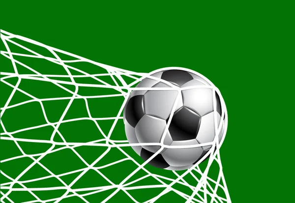 Fotbalový míč v mřížce brány — Stockový vektor