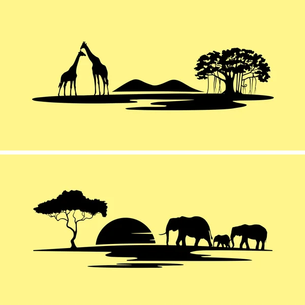 África paisaje monocromo — Vector de stock