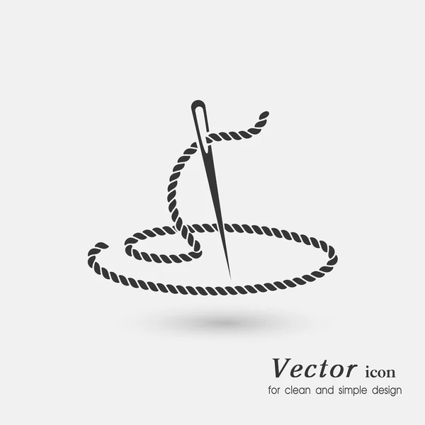 Icono un hilo con una aguja — Vector de stock