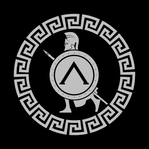 Ikonensilhouette des spartanischen Soldaten — Stockvektor