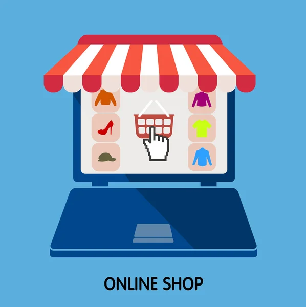 Ícone loja online. venda Internet. estilo plano — Vetor de Stock