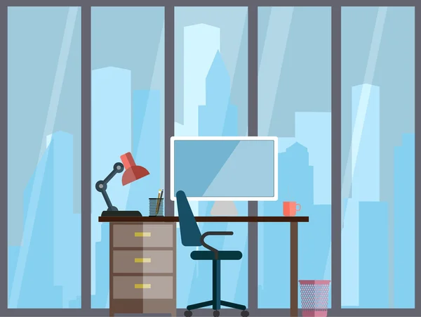 Bedrijfsconcept een desktop op office vlakke stijl — Stockvector