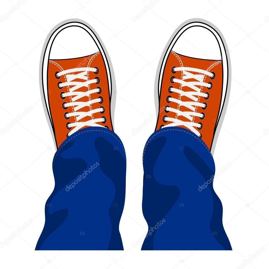 Youth sneakers stylish shoes top view Stock Vector Image by ©matc #82144796