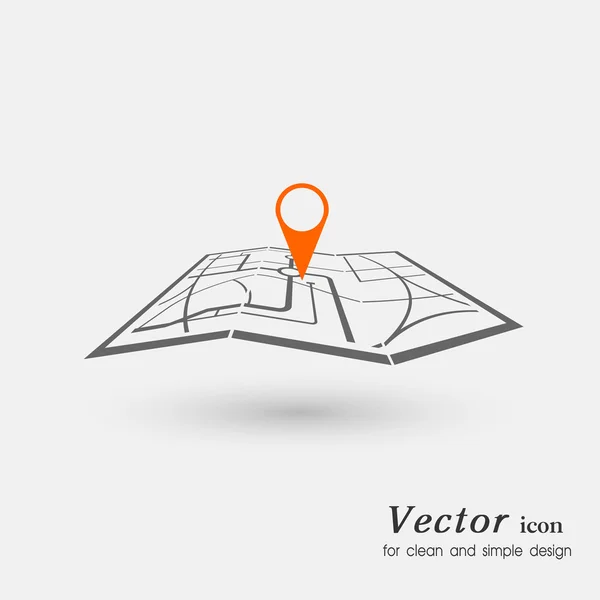 Icono tecnología GPS colocación de una ruta de viaje, navegación turística — Vector de stock