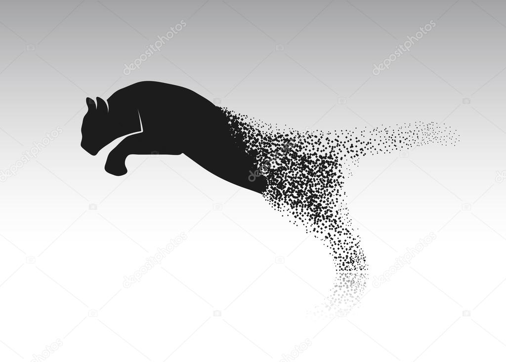On the image  is presented Tiger leaping from the disintegrated pieces