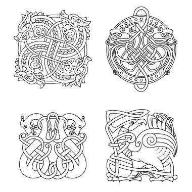 Mühür vektör illüstrasyonlu İskandinav sembolü