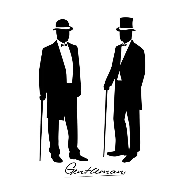 Silhouet van een man in een smoking — Stockvector