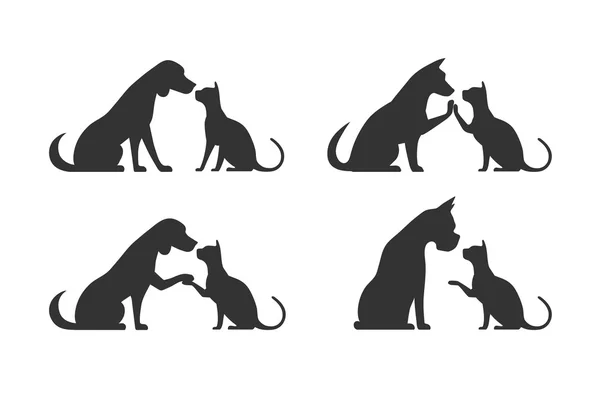 Silhouettes of pets cat dog Royalty Free Stock Vectors