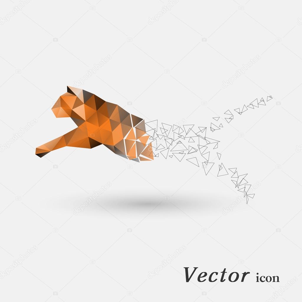 On the image  is presented Tiger of polygons